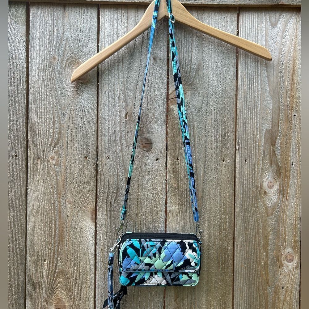 Vera Bradley Blue Floral Mini Wallet Crossbody